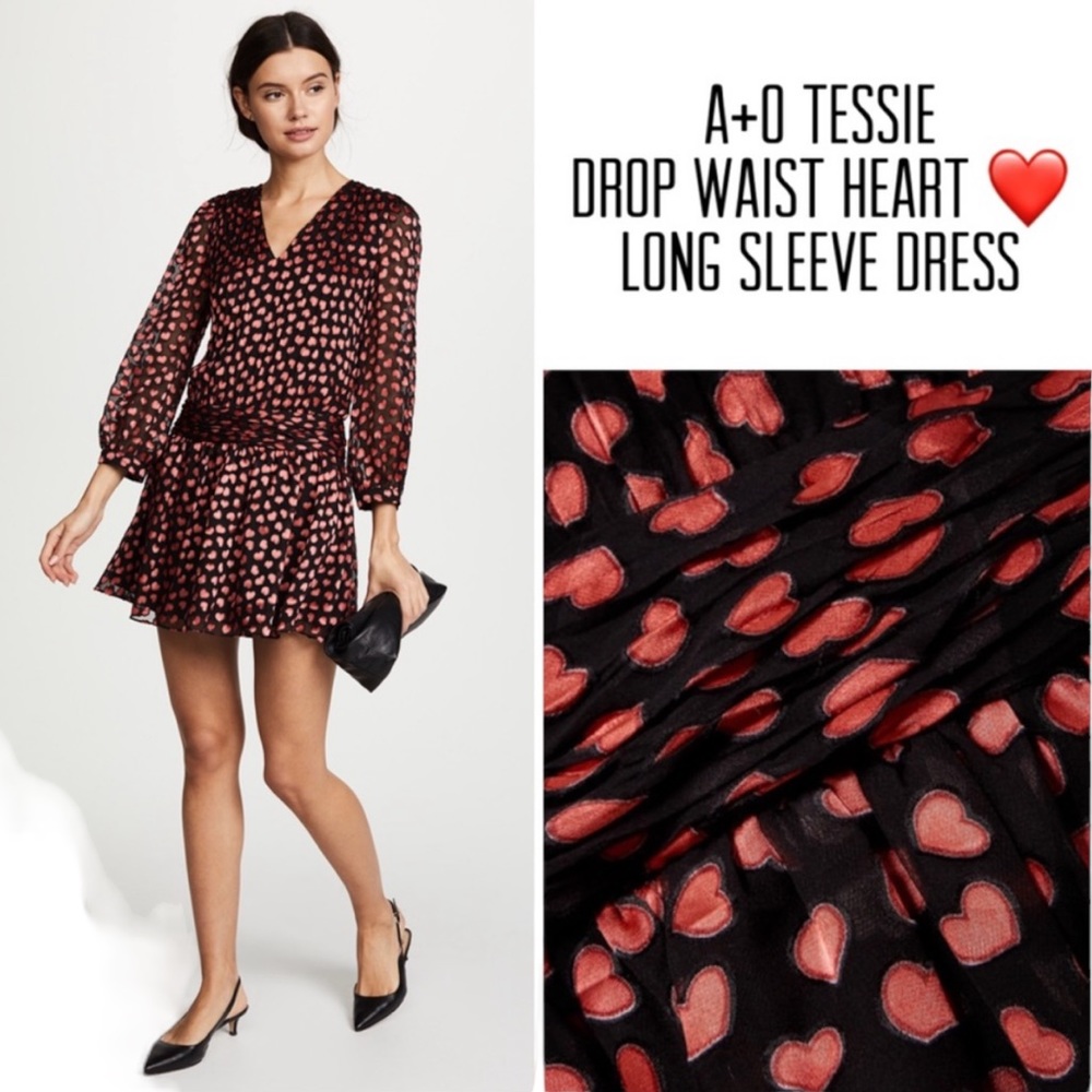 Alice + Olivia Tessie Drop Waist Mini Heart Dress